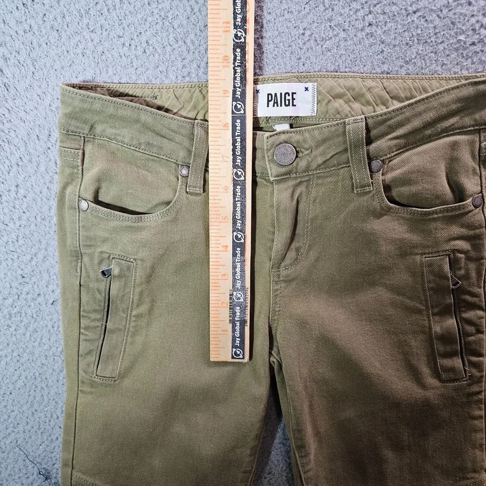 Paige Pants‎ Jeans Women Size 25 Skinny Stretch Zip Detailed Olive Green